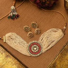 Vasuki Pachi Kundan Choker Set