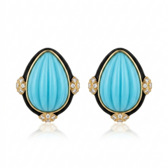 Teardrop Turquoise Statement Stud Earrings