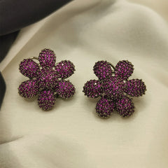 Floral Crescent Stud Earrings