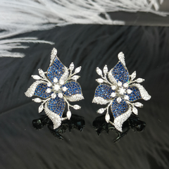 Blue floral stud