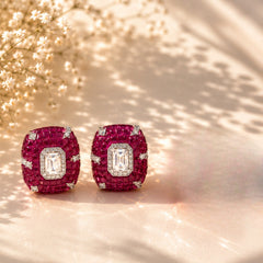 Cushion Crystal Stud Earrings