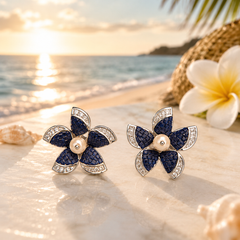Pearl Floral Radiance Stud Earrings